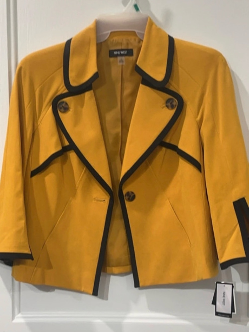 Nine West Mustard Yellow Blazer with Black Trim